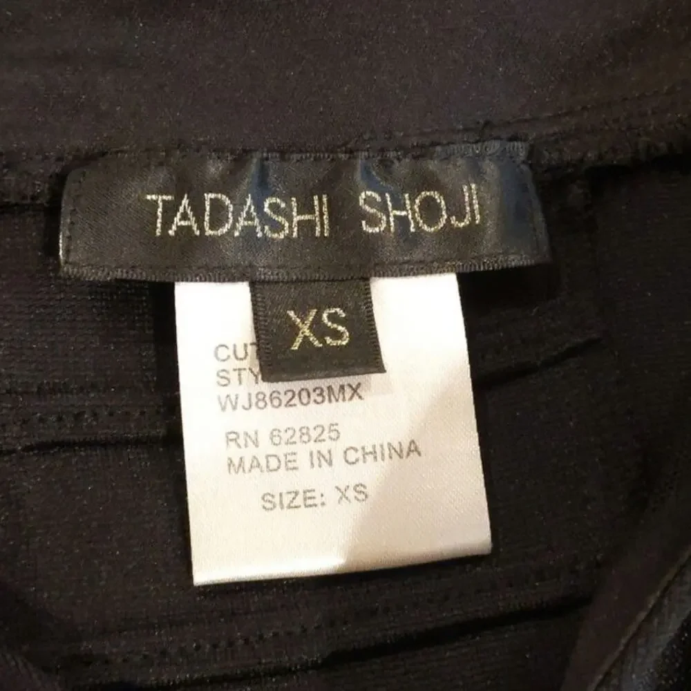 Tadashi Shoji Black Illusion Yoke Bandage Stretch Cocktail Evening Dress XS LBD - Picture 8 of 11